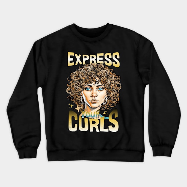 Expressing Your Curls for Curly People with Curly Hair Crewneck Sweatshirt by alcoshirts